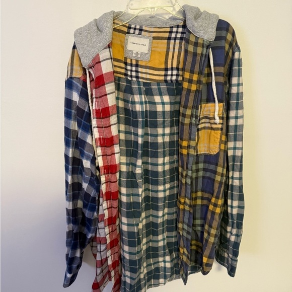 American Eagle Outfitters Red and Blue Casual Button Down Shirt - Picture 1 of 4